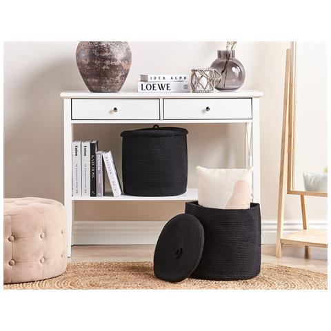 Set Di 2 Cestini Silopi Cotone Nero - Foto 1