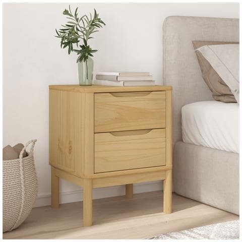 Comodino Floro Marrone Cera 45x39x57 Cm Legno Di Pino - Foto 3