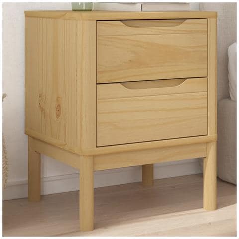 Comodino Floro Marrone Cera 45x39x57 Cm Legno Di Pino - Foto 1