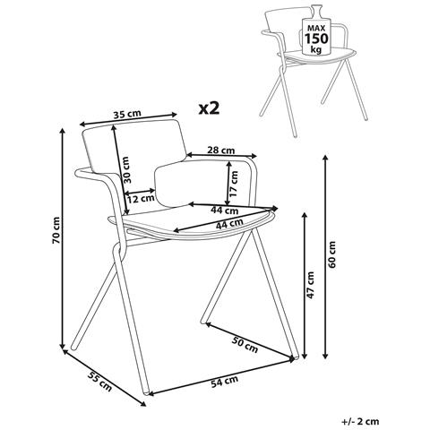 Sedia Da Pranzo Set Di 2 Nero-bianco Manson - Foto 8