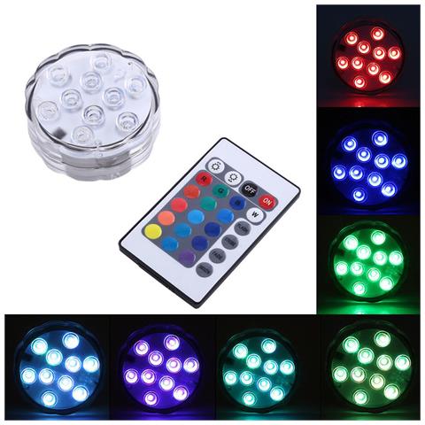 Lampada 10 Led Luce Con Telecomando Acquario Sommergibile Rgb Ip65 Impermeabile - Foto 1