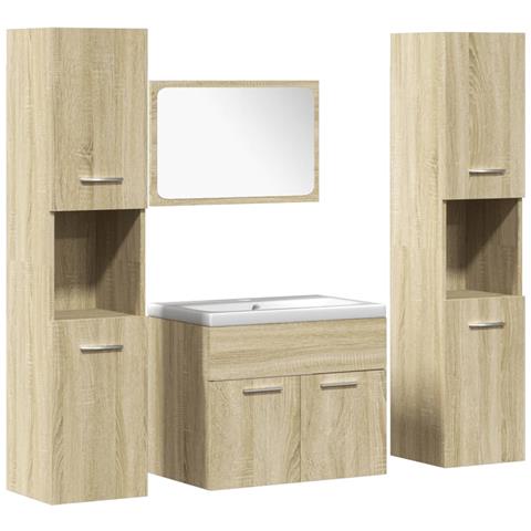 Set Mobili Da Bagno 5 Pz Rovere Sonoma In Legno Multistrato - Foto 2
