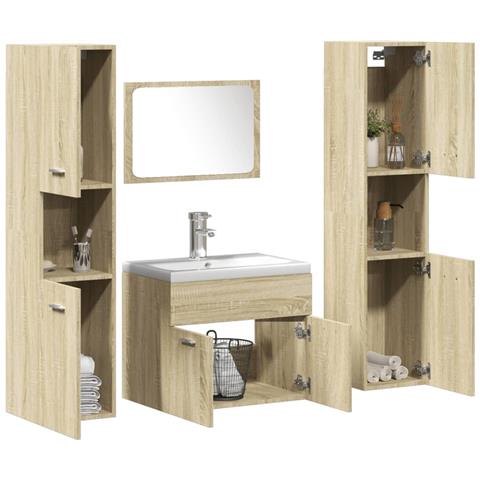 Set Mobili Da Bagno 5 Pz Rovere Sonoma In Legno Multistrato - Foto 1