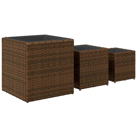 Fioriere da Giardino 3 pz Marroni in Polyrattan - Foto 2