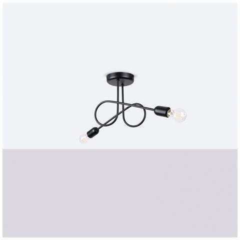 Lampadario Loop 2 Nero Sl. 1472 - Minimalista Lampadario Nero 25.5x57x18 Cm - Foto 2