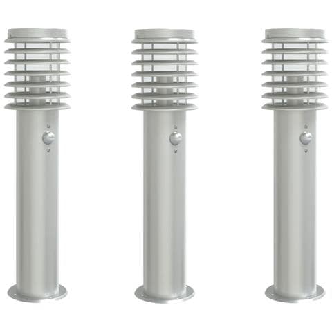 VidaXL Lampade Da Terra Per Esterni 3 Pezzi – Acciaio Inox Argento, Alte 215 Cm, IP44 – Illuminazione Da Giardino E Vialetto - 2