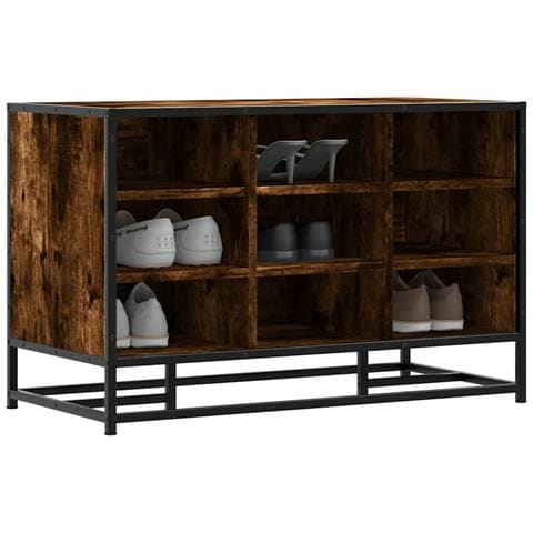 Scarpiera In Rovere Fumo 84x40x53,5 Cm In Truciolato E Metallo - Foto 1