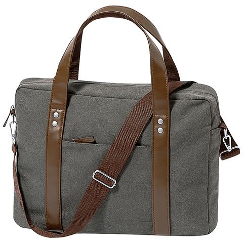 Portadocumenti Retro In Tela 475 G /mq. Imbottito. Tasca Imbottita Per Laptop 40x30x9 Cm. Grigio - Foto 1