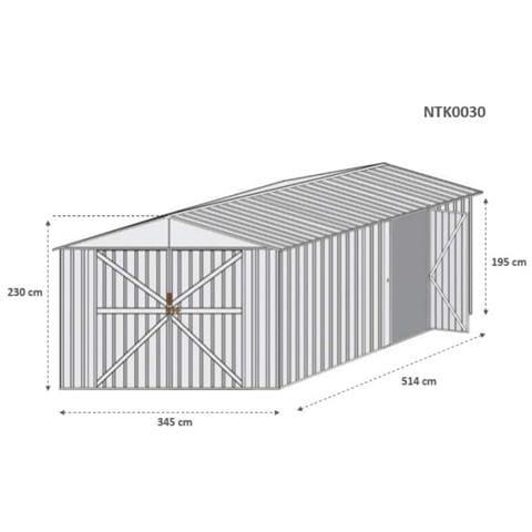 Casetta Garage Giardino Box In Acciaio Zincato 360x514cm X H2.32m - 320kg - 18,5mq - Verde - Foto 2