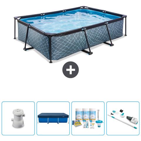 Piscina Fuori Terra - Rettangolo - 300x200x65 Cm - Grigio - Include Accessori Coordinati Cb5 - Foto 1
