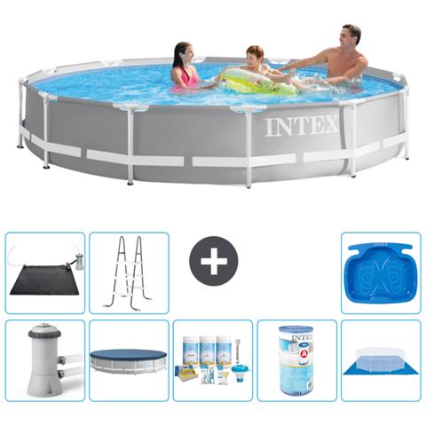 Piscina Fuori Terra - In Giro - 366x76 Cm - Grigio - Include Accessori Coordinati A2126 - Foto 1