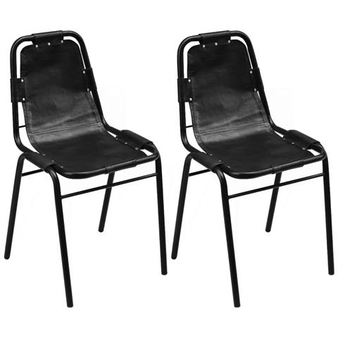 Lusso Casadino -  Sedie Da Pranzo Nere In Vera Pelle - Foto 2