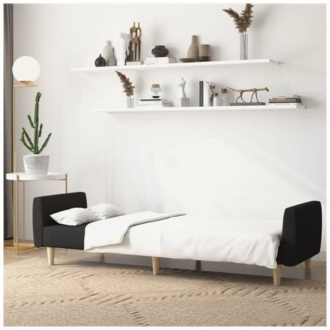 Divano Letto A 2 Posti Nero In Tessuto - Foto 2