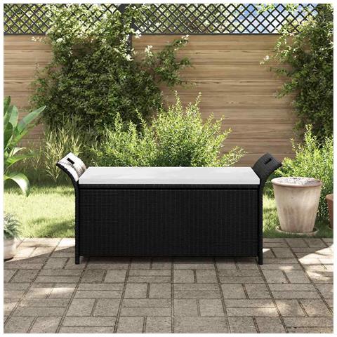 Cassapanca Con Cuscino 138 Cm In Polyrattan Marrone - Foto 2