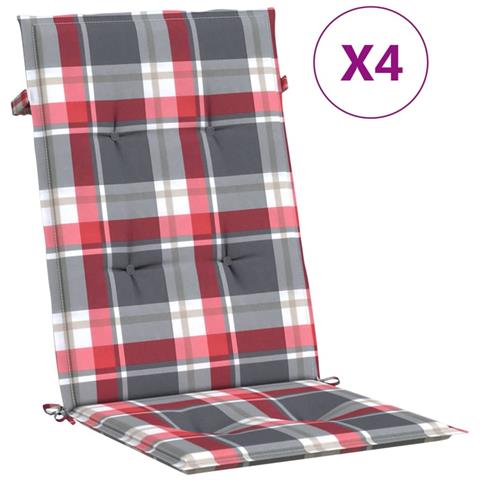 Lusso Casadino -  Cuscini Per Sedie 4 Pz Rossi A Quadri 120x50x3 Cm In Tessuto - Foto 1