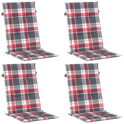 Lusso Casadino -  Cuscini Per Sedie 4 Pz Rossi A Quadri 120x50x3 Cm In Tessuto - Foto 2