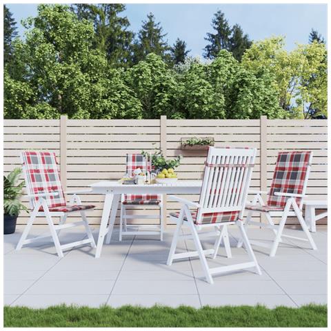 Lusso Casadino -  Cuscini Per Sedie 4 Pz Rossi A Quadri 120x50x3 Cm In Tessuto - Foto 8