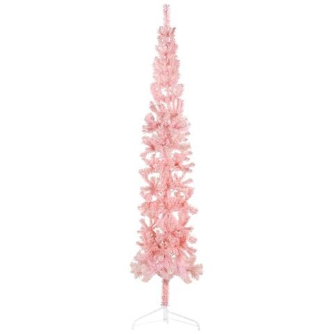 Lusso Casadino - Albero Natale Artificiale Sottile A Metà E Supporto Rosa 210 Cm - Foto 2