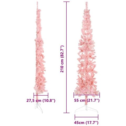 Lusso Casadino - Albero Natale Artificiale Sottile A Metà E Supporto Rosa 210 Cm - Foto 8