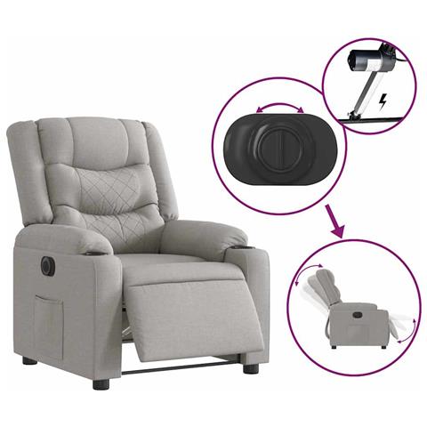 Poltrona Elettrica Reclinabile Grigio Nuvola in Tessuto - Foto 9