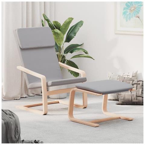 Poltrona Relax con Poggiapiedi Grigio Chiaro in Tessuto - Foto 2