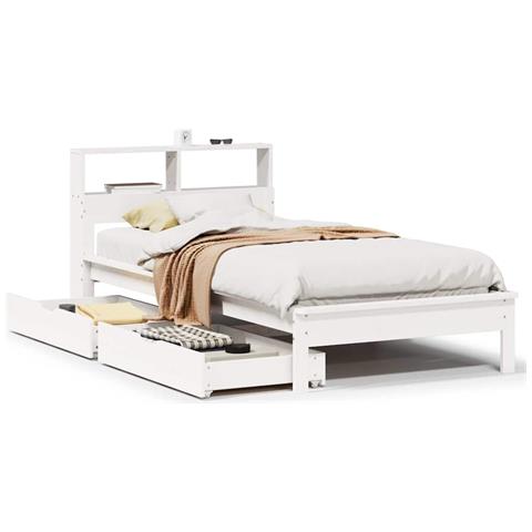 Letto Libreria senza Materasso Bianca 90x200 cm Legno di Pino - Foto 1