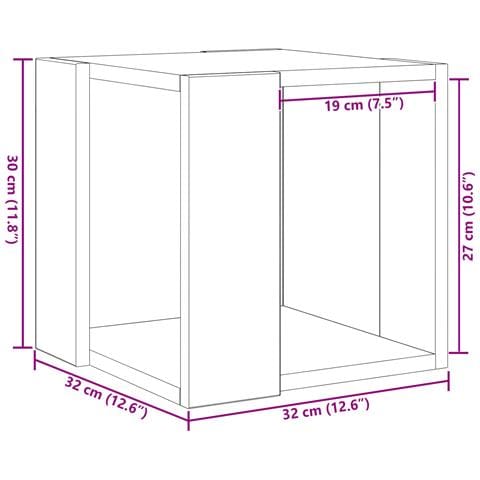 Tavolino da caffè Quercia massiccia 32 x 32 x 30 cm Durevole - Foto 9