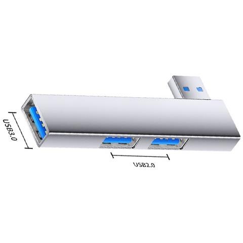 Adattatore Hub Usb Con Porte Multiple: Usb A Doppio Usb 2.0 + Usb 3.0 Per Dispositivi Type-c Silver - Foto 2