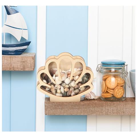 Scatola Di Immagazzinaggio A Forma Di Conchiglia In Legno - Decorazioni Costiere E Organizer Per Ricordi Gold - Foto 2