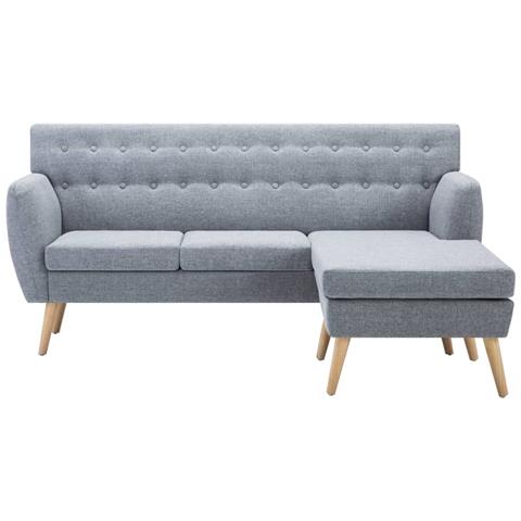 Divano A L Rivestito In Tessuto 171,5x138x81,5 Cm Grigio Chiaro - Foto 2