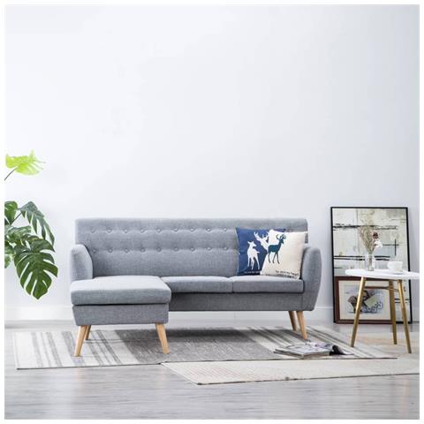 Divano A L Rivestito In Tessuto 171,5x138x81,5 Cm Grigio Chiaro - Foto 8