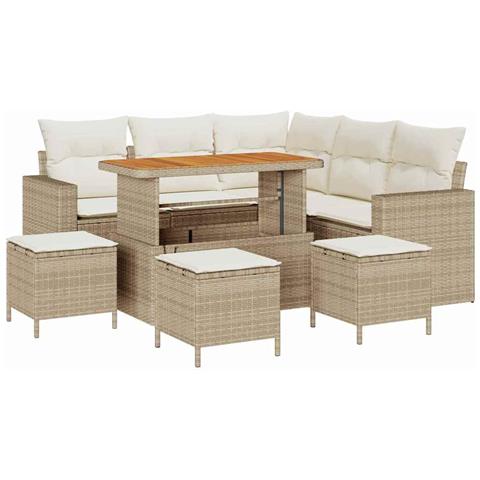 Set Divano da Giardino 9 pcs beige e panna 110 x 55 x 71 cm - Foto 1