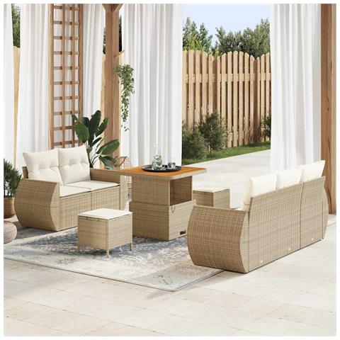 Set Divano da Giardino 8 pcs beige e panna 80 x 80 x 71 cm - Foto 2