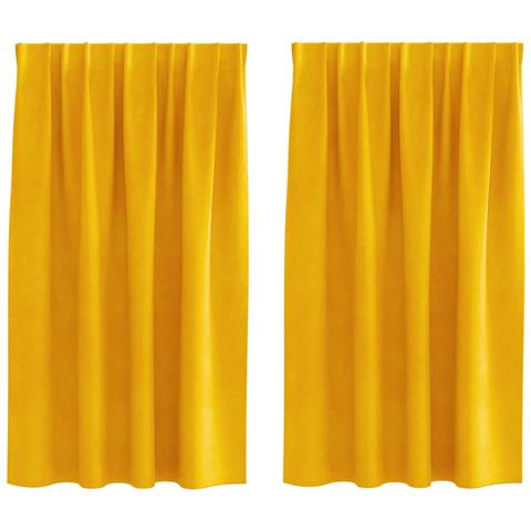 Tende con tende 2 pcs giallo senape 140 x 140 cm Velluto - Foto 1