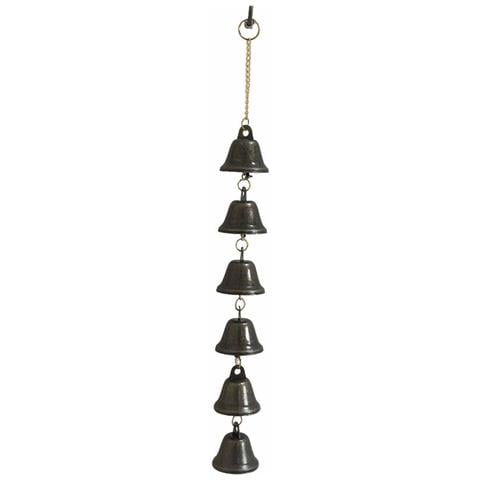Set Di Sei Campanelle Natalizie In Ferro Nero - Decorazione Stile Europeo - Foto 1