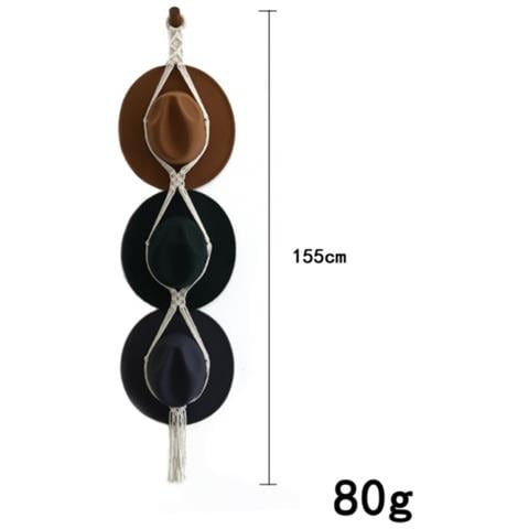 Porta Cappelli Tessuto A Mano - Organizzatore Boho In Cotone E Lino Con Nappe - Foto 1