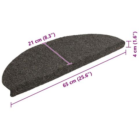 Tappetini per scale autoadesivi 30 pz 65x21x4 cm Antracite Semicircolari Grandi - Foto 8