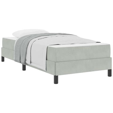 Letto a molle con materasso Grigio chiaro 90 x 210 cm Tessuto - Foto 1
