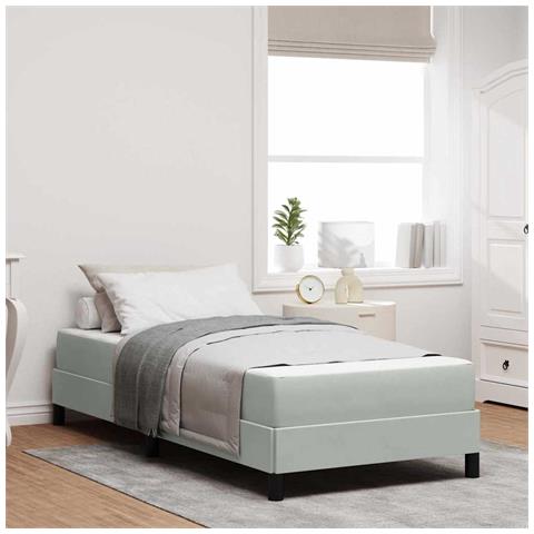 Letto a molle con materasso Grigio chiaro 90 x 210 cm Tessuto - Foto 2