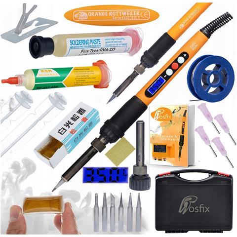 Set Di Saldatura 10 In 1 Orange Rottweiler - Stazione Saldante 60w Con Display, 6 Punte, Flussante Rma-223, Nc-559-asm, Pasta Zj-18, Valigetta - Foto 1