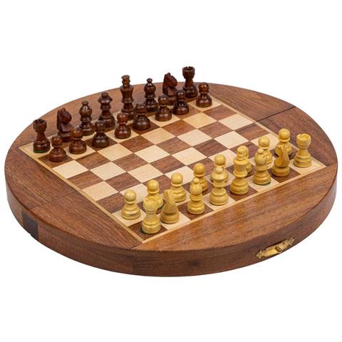 Scacchi Magnetici Con Scatola Semirotonda In Legno Marrone D23x2h - Foto 1