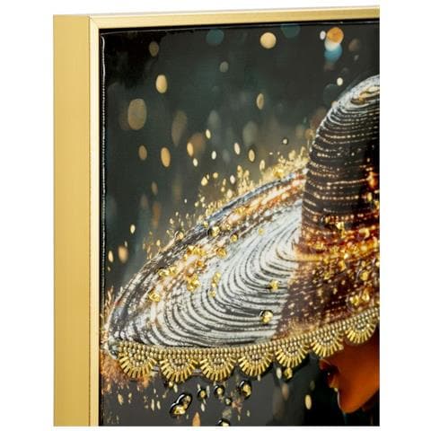 Stampa Su Tela Laccata Illumy Donna Di Spalle In Oro Con Cornice Dorata - Foto 2
