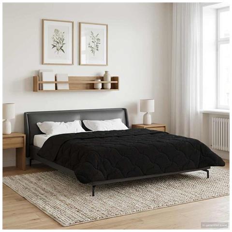 Duvet Estivo Nero 200 x 220 cm Microfibra e Fleece Teddy - Foto 2