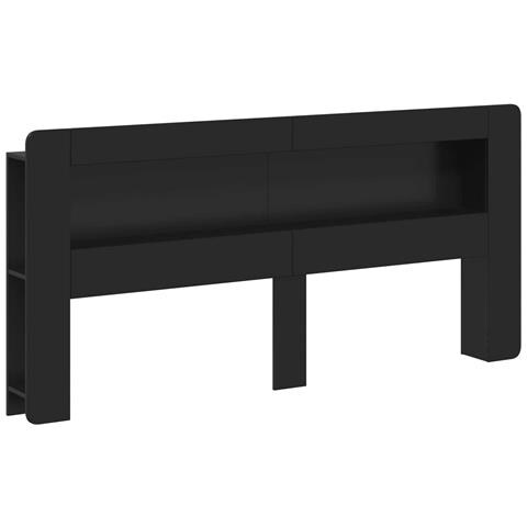 Testata del letto con archiviazione Nero Legno ingegnerizzato - Foto 1