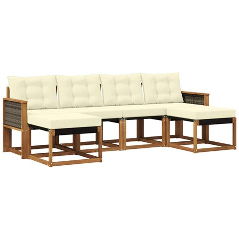 Set di divani da esterno con cuscino 6 pcs Naturale e Crema - Foto 1