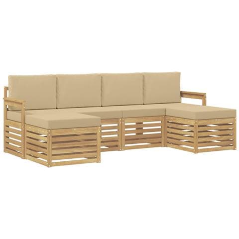 Set di divani da esterno 5 pcs Bianco e Beige - Foto 1