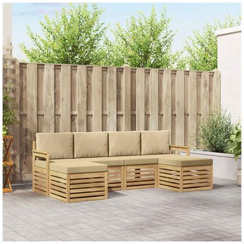 Set di divani da esterno 5 pcs Bianco e Beige - Foto 2