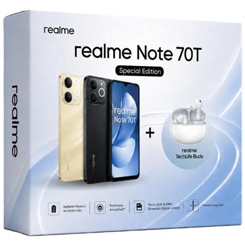 Note 70T 4G 128GB 4GB Ram Display 6.74" LCD HD+ ’Main Camera13MP Dual nanoSim USB tipo-C Android 15 Unisoc T7250 6000mAh Beach Gold + Techlife Buds Kit - Foto 4