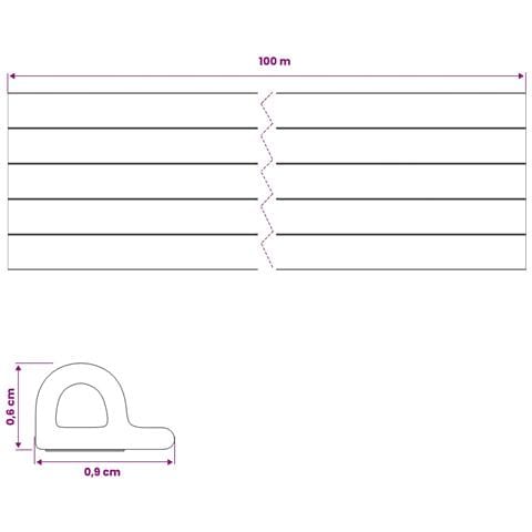 Nastro adesivo per finestre Nero 9 x 6 mm 100 m Schiuma EPDM - Foto 7