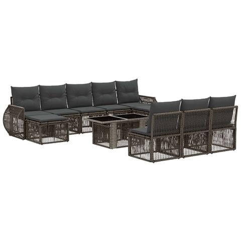 Set Divano da Giardino 11 pz Grigio e Grigio Scuro polyrattan - Foto 1